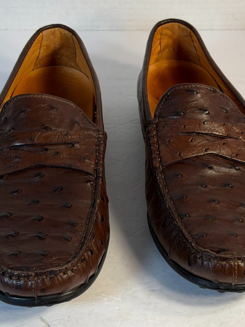 Men's Zelli Roma size 9 Brown Ostrich leather shoes - Picture 16 of 16